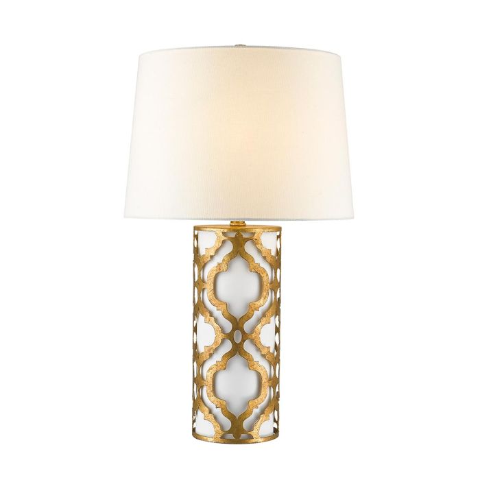 elstead lighting Arabella 1 Light Table Lamp - Distressed Gold Ivory Shade with White Shade