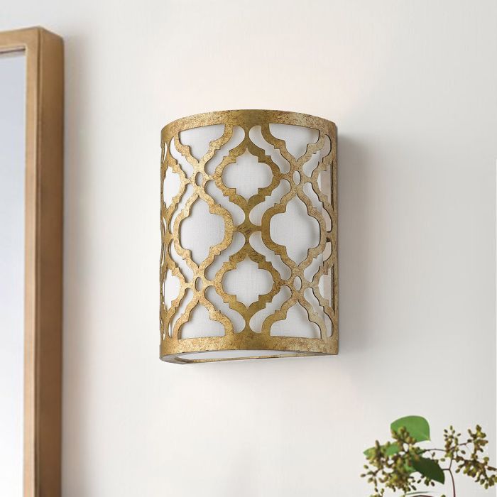 Elstead Lighting Arabella 1 Light Wall Light - Distressed Gold Ivory Shade
