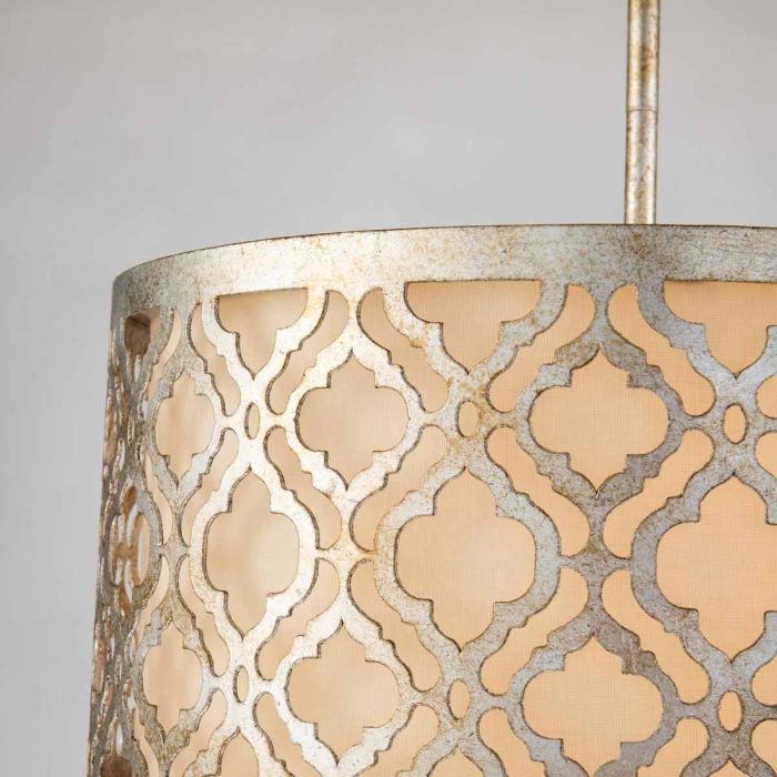 Elstead Lighting Arabella 2 Light Duo-Mount Medium Pendant - Distressed Gold Ivory Shade