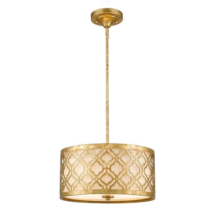 elstead lighting Arabella 2 Light Duo-Mount Medium Pendant - Distressed Gold Ivory Shade
