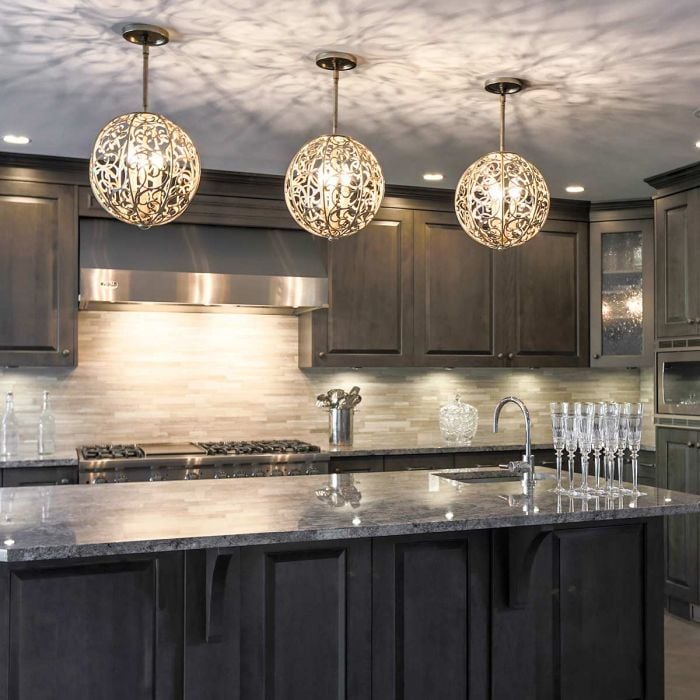 Elstead Lighting Arabesque 3 Light Chandelier - Silver Leaf Patina