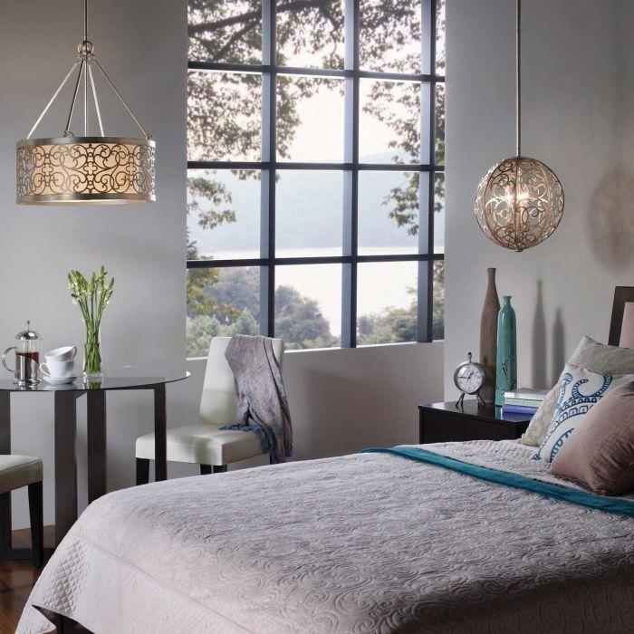 Elstead Lighting Arabesque 4 Light Chandelier - Silver Leaf Patina