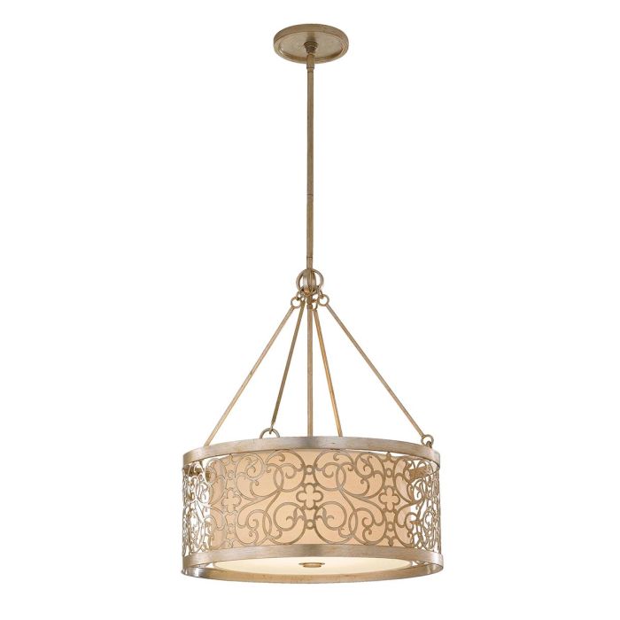 elstead lighting Arabesque 4 Light Chandelier - Silver Leaf Patina