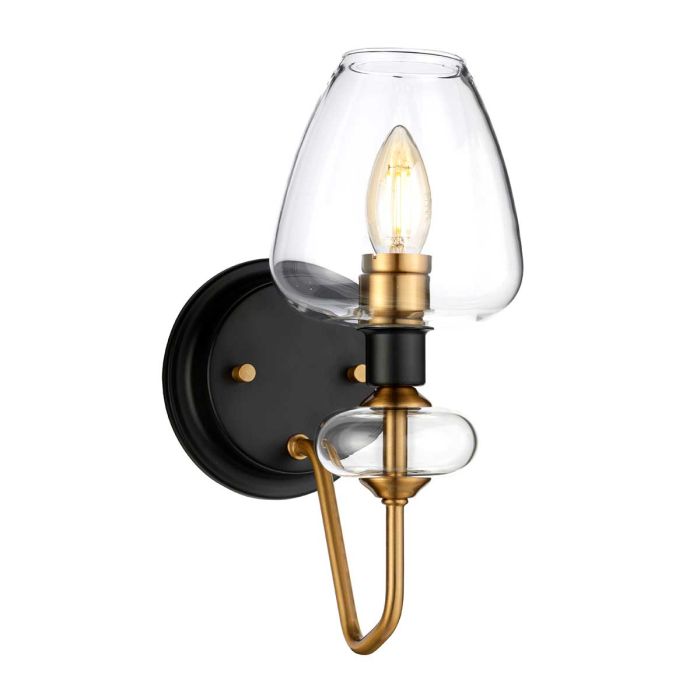 elstead lighting Armand 1 Light Wall Light - Aged Brass Plated & Charcoal Black Paint