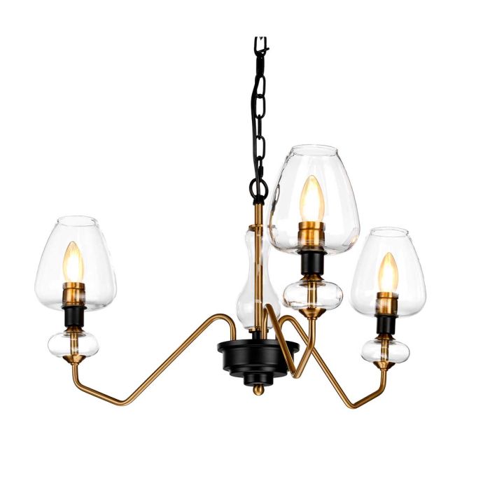 elstead lighting Armand 3 Light Pendant - Aged Brass Plated & Charcoal Black Paint