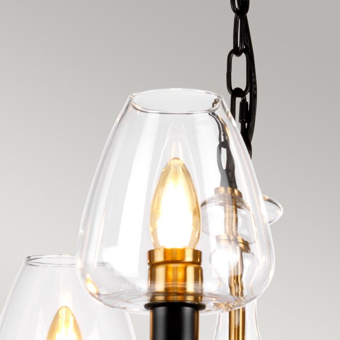 Elstead Lighting Armand 5 Light Chandelier - Aged Brass Plated & Charcoal Black Paint