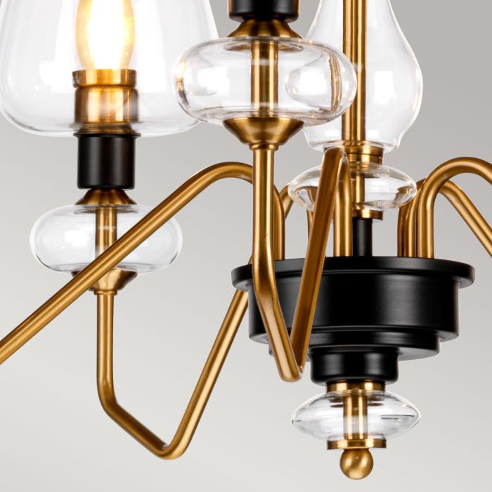 Elstead Lighting Armand 5 Light Chandelier - Aged Brass Plated & Charcoal Black Paint
