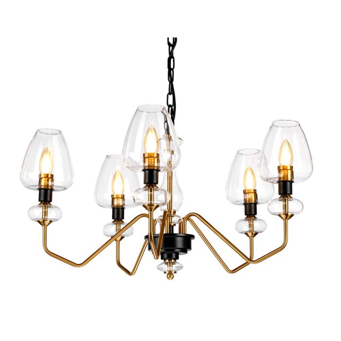 elstead lighting Armand 5 Light Chandelier - Aged Brass Plated & Charcoal Black Paint