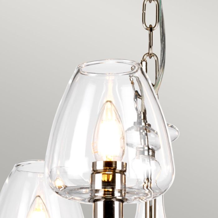 Elstead Lighting Armand 5 Light Chandelier - Polished Nickel Plated With Clear Glass Shades