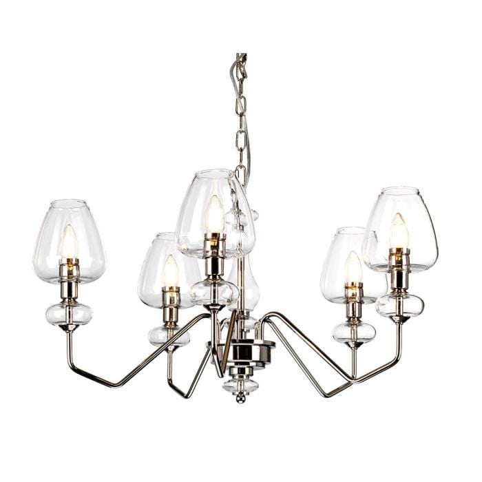 elstead lighting Armand 5 Light Chandelier - Polished Nickel Plated With Clear Glass Shades