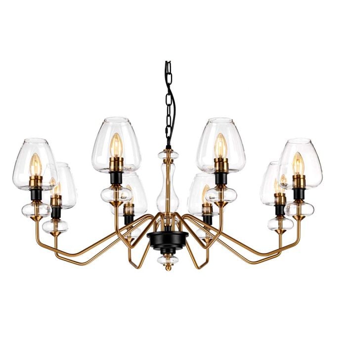 Elstead Lighting Armand 8 Light Chandelier - Aged Brass Plated & Charcoal Black Paint