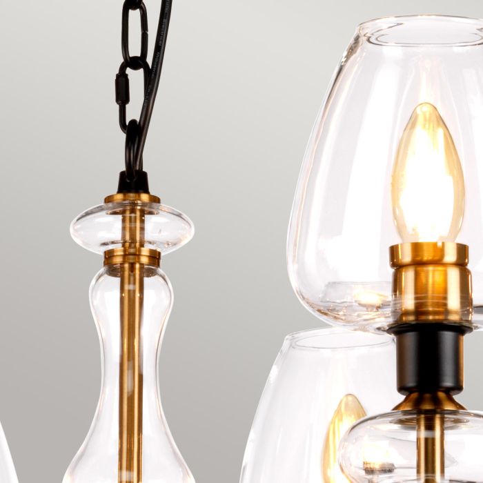 Elstead Lighting Armand 8 Light Chandelier - Aged Brass Plated & Charcoal Black Paint