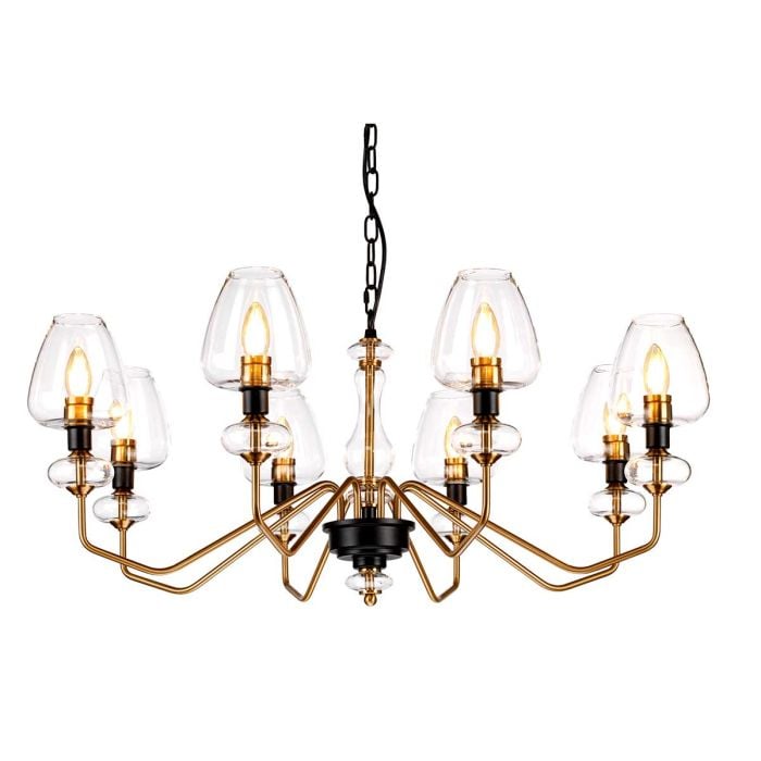 elstead lighting Armand 8 Light Chandelier - Aged Brass Plated & Charcoal Black Paint