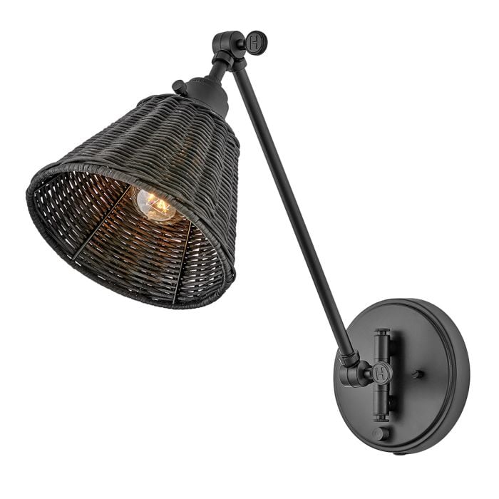 Elstead Lighting Arti 1 Lt Wall Light - Black Black Rattan Shade