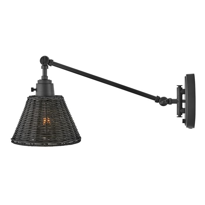 Elstead Lighting Arti 1 Lt Wall Light - Black Black Rattan Shade