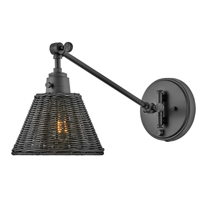 elstead lighting Arti 1 lt Wall Light - Black Black Rattan Shade