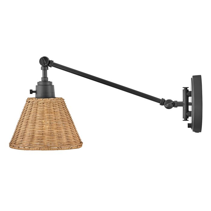 Elstead Lighting Arti 1 Lt Wall Light - Black Natural Rattan Shade
