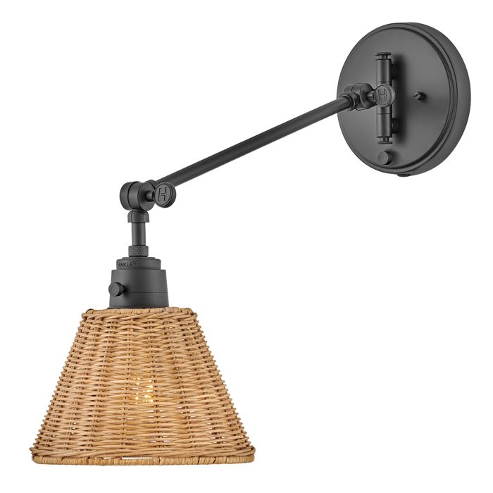 Elstead Lighting Arti 1 Lt Wall Light - Black Natural Rattan Shade