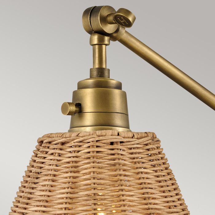 Elstead Lighting Arti 1 Lt Wall Light - Heritage Brass Natural Rattan Shade