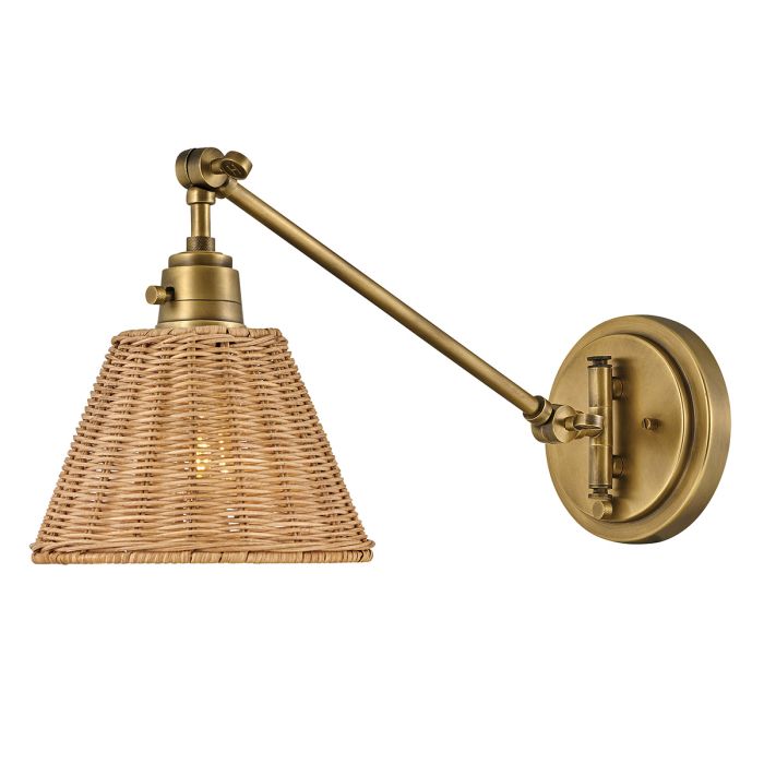elstead lighting Arti 1 lt Wall Light - Heritage Brass Natural Rattan Shade