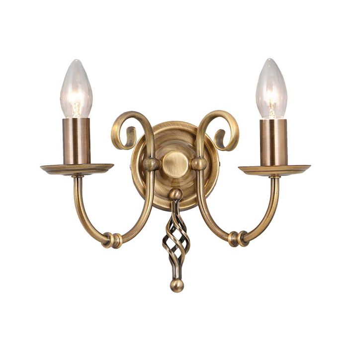 elstead lighting Artisan 2 Light Wall Light - Aged Brass
