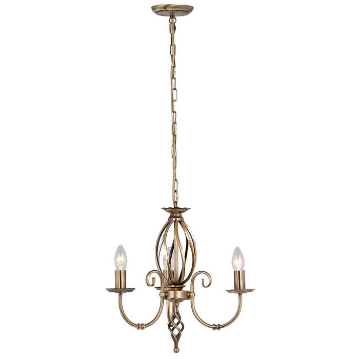elstead lighting Artisan 3 Light Chandelier - Aged Brass