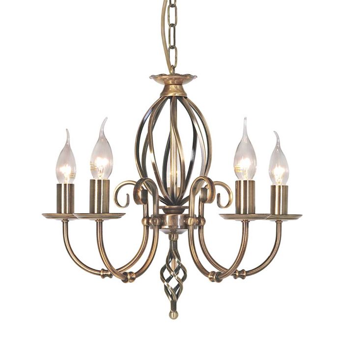 elstead lighting Artisan 5 Light Chandelier - Aged Brass