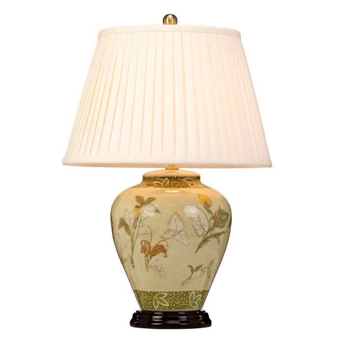 elstead lighting Arum 1 Light Table Lamp with Cream Shade - Aged Brass