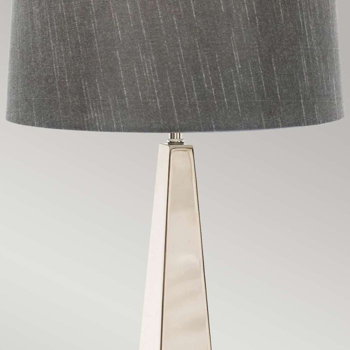 Elstead Lighting Ascent 1 Light Table Lamp With Dark Grey Shade - Polished Nickel