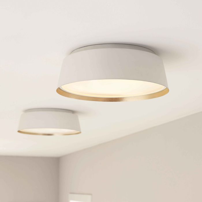Elstead Lighting Asher 3 Light Flush Light - Matte White & Gold