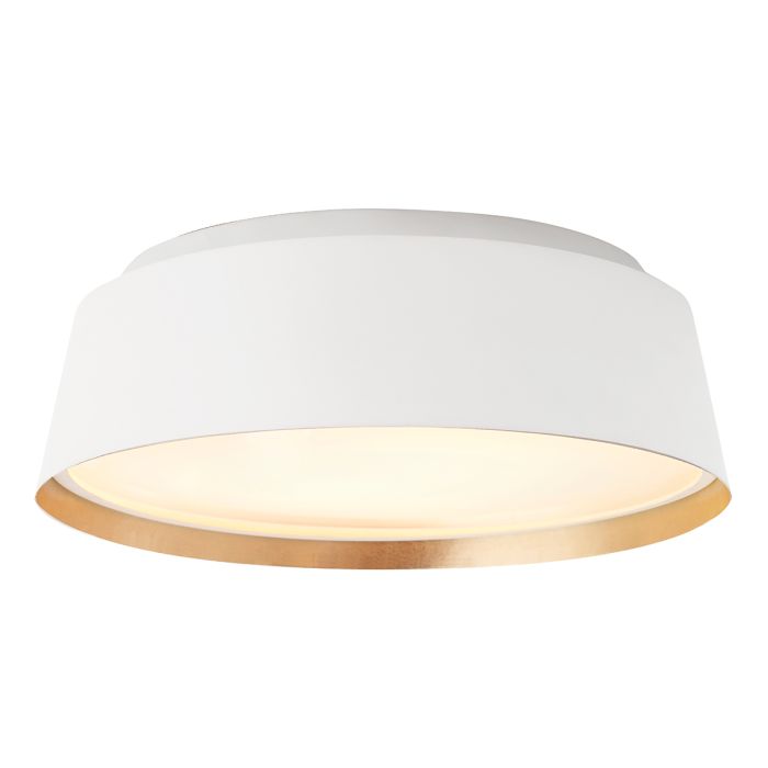 elstead lighting Asher 3 Light Flush Light - Matte White & Gold
