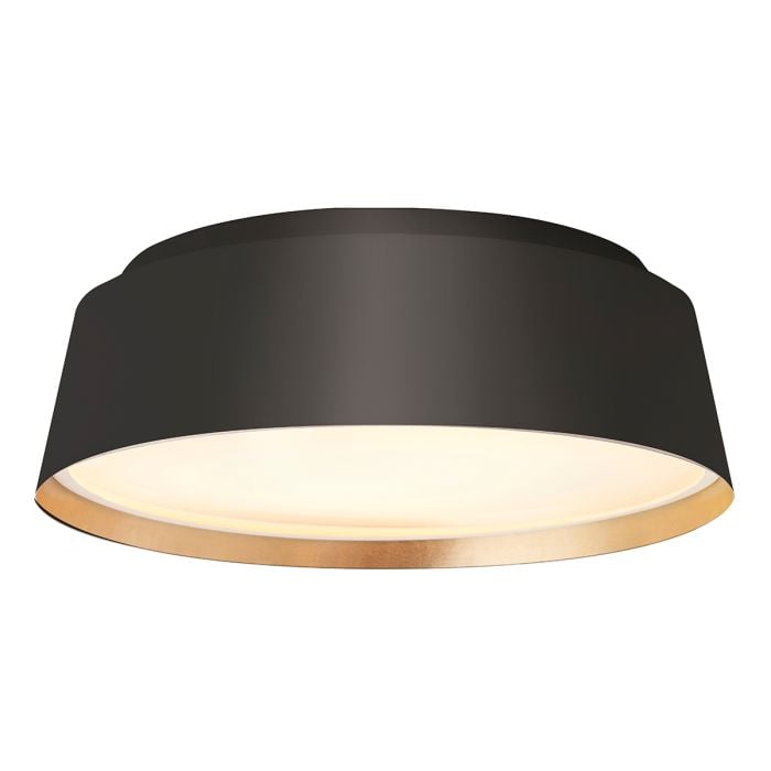 elstead lighting Asher 3 Light Flush Light - Midnight Black & Gold