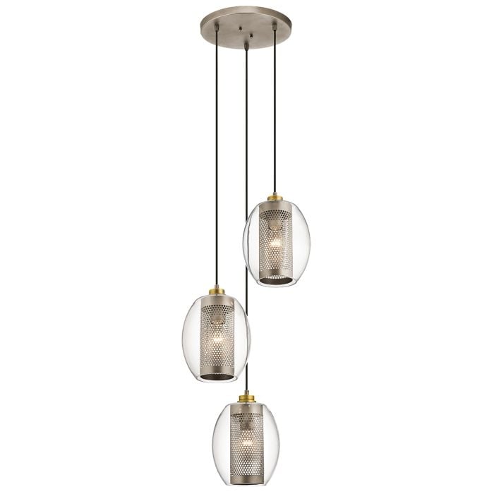 elstead lighting Asher 3 Light Pendant Circle - Antique Pewter