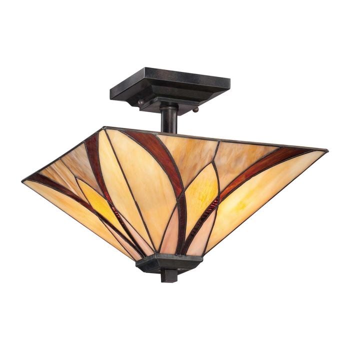 elstead lighting Asheville 2 Light Semi-Flush - Valiant Bronze