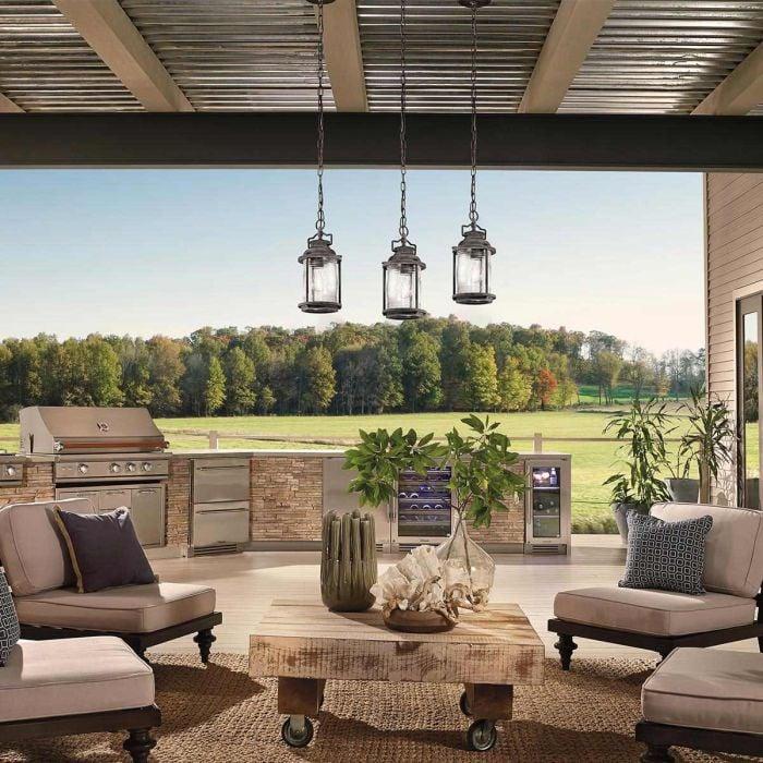 Elstead Lighting Ashland Bay 1 Light Small Chain Lantern - Weathered Zinc