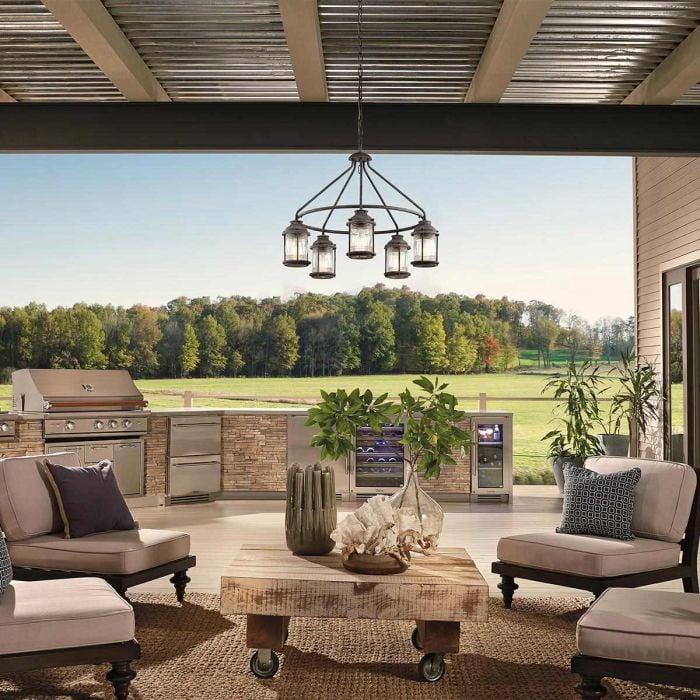 Elstead Lighting Ashland Bay 5 Light Outdoor Chandelier - Weathered Zinc