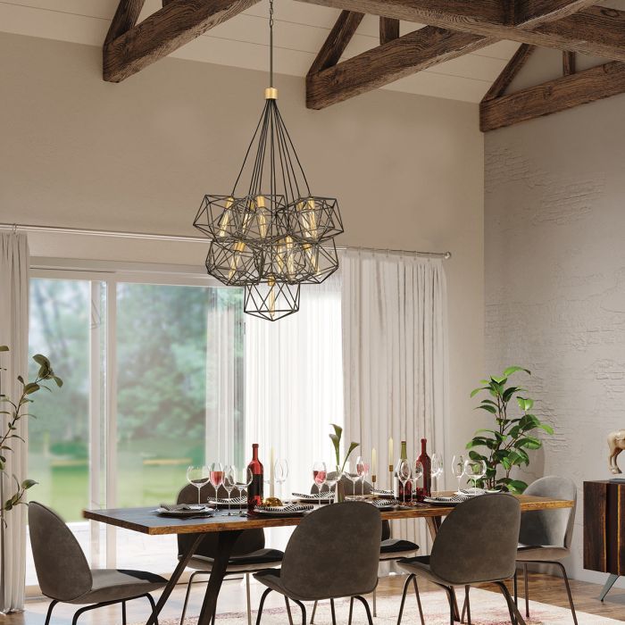 Elstead Lighting Astrid 11 Light Pendant Cluster - Matte Bronze And Deluxe Gold
