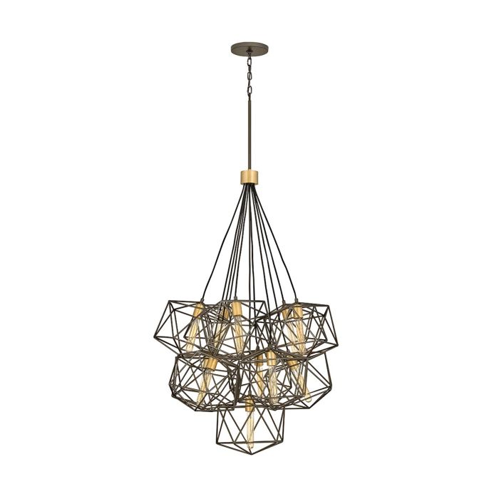 elstead lighting Astrid 11 Light Pendant Cluster - Matte Bronze and Deluxe Gold