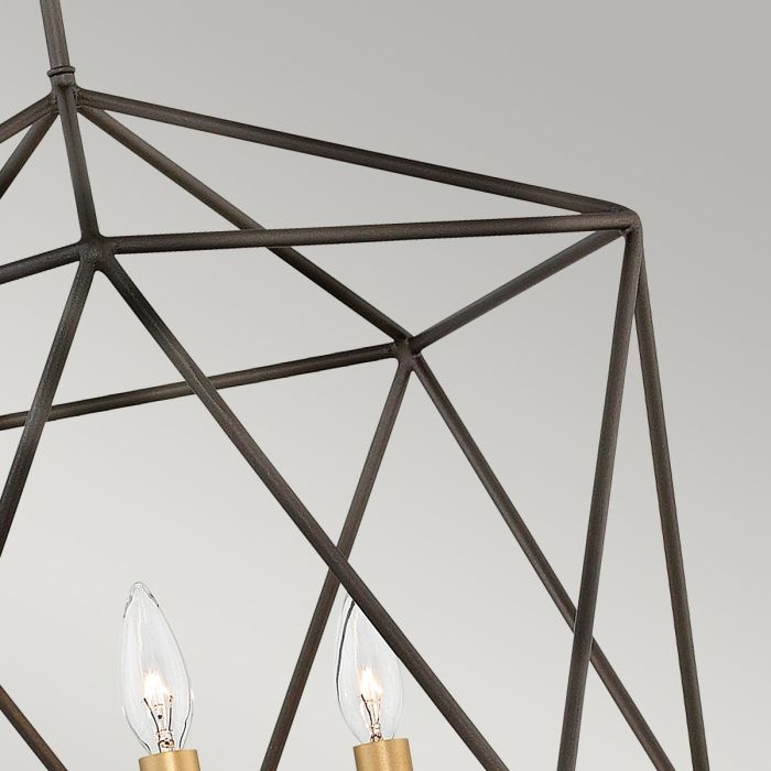 Elstead Lighting Astrid 3 Light Pendant Chandelier - Matte Bronze And Deluxe Gold