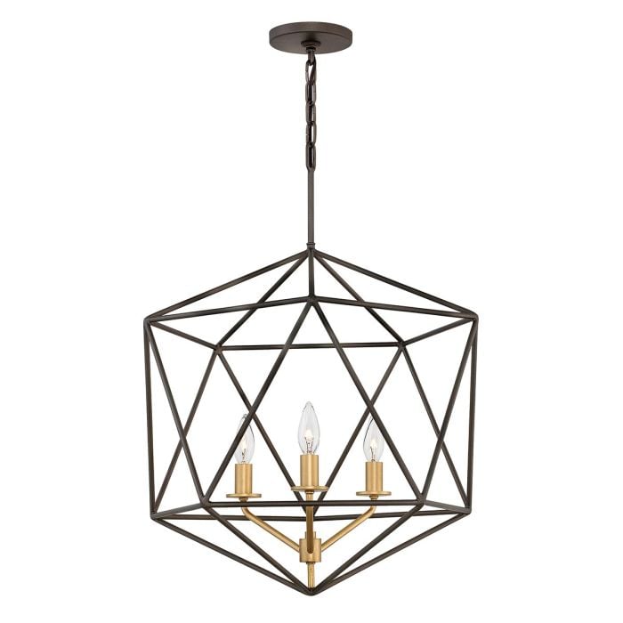 elstead lighting Astrid 3 Light Pendant Chandelier - Matte Bronze and Deluxe Gold