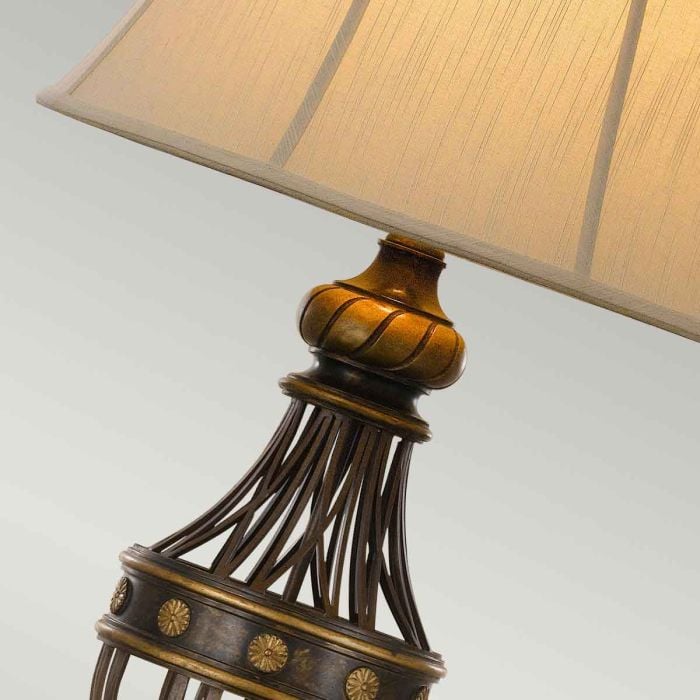 Elstead Lighting Augustine 1 Light Table Lamp - Antique Brown With Ivory Shade