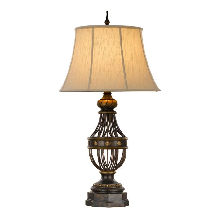 elstead lighting Augustine 1 Light Table Lamp - Antique Brown with Ivory Shade