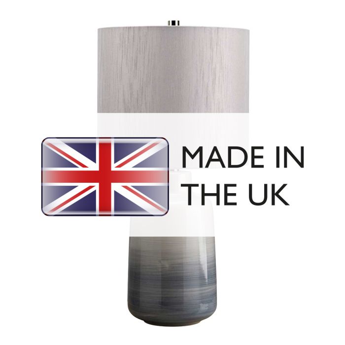 Elstead Lighting Bacari 1 Light Small Table Lamp - Blue And Grey With Light Grey Shade