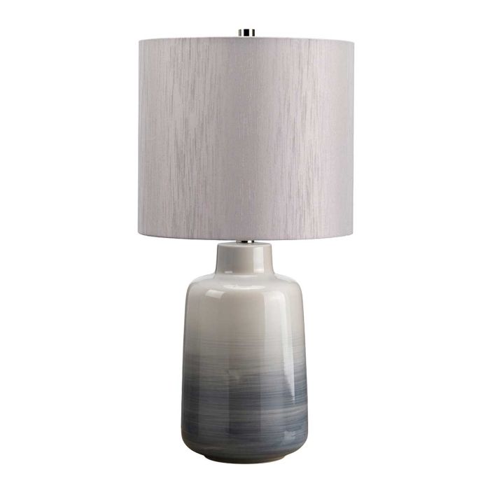 elstead lighting Bacari 1 Light Small Table Lamp - Blue and Grey with Light Grey Shade