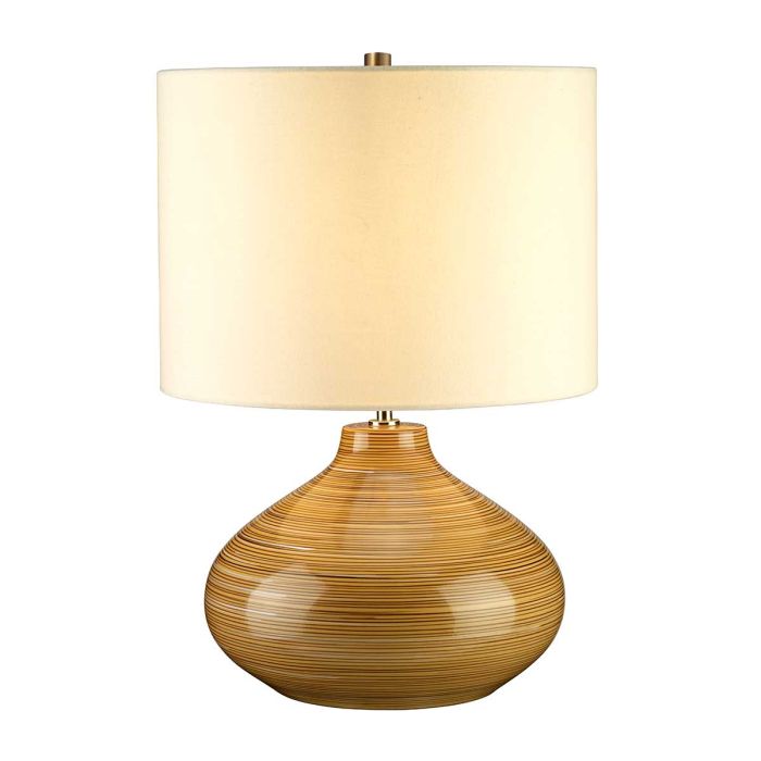 elstead lighting Bailey 1 Light Table Lamp - Wood Effect with Ivory Shade