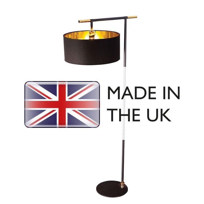 Elstead Lighting Balance 1 Light Floor Lamp - Black/ Polished Brass With Black Shade
