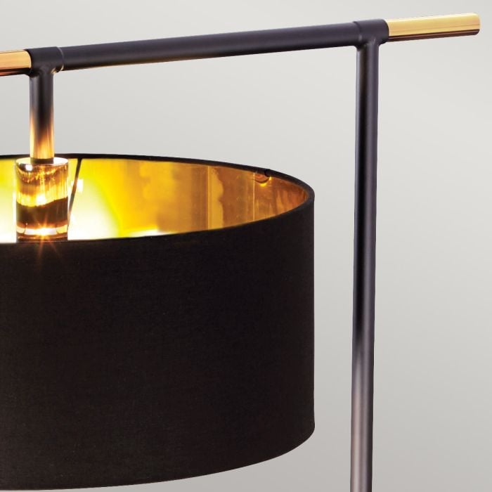 Elstead Lighting Balance 1 Light Floor Lamp - Black/ Polished Brass With Black Shade