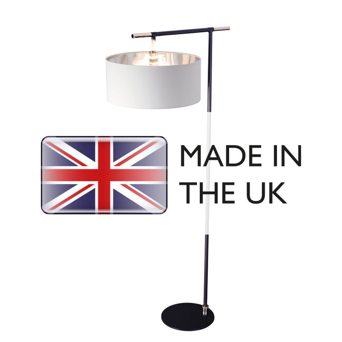 Elstead Lighting Balance 1 Light Floor Lamp - Black/ Polished Nickel With White Shade