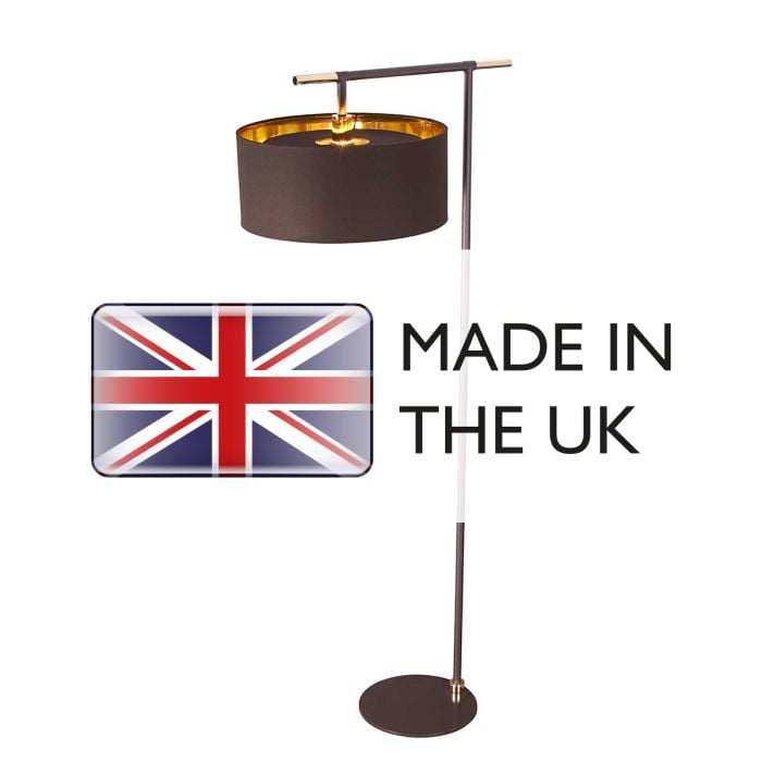 Elstead Lighting Balance 1 Light Floor Lamp - Brown/Polished Brass With Brown Shade