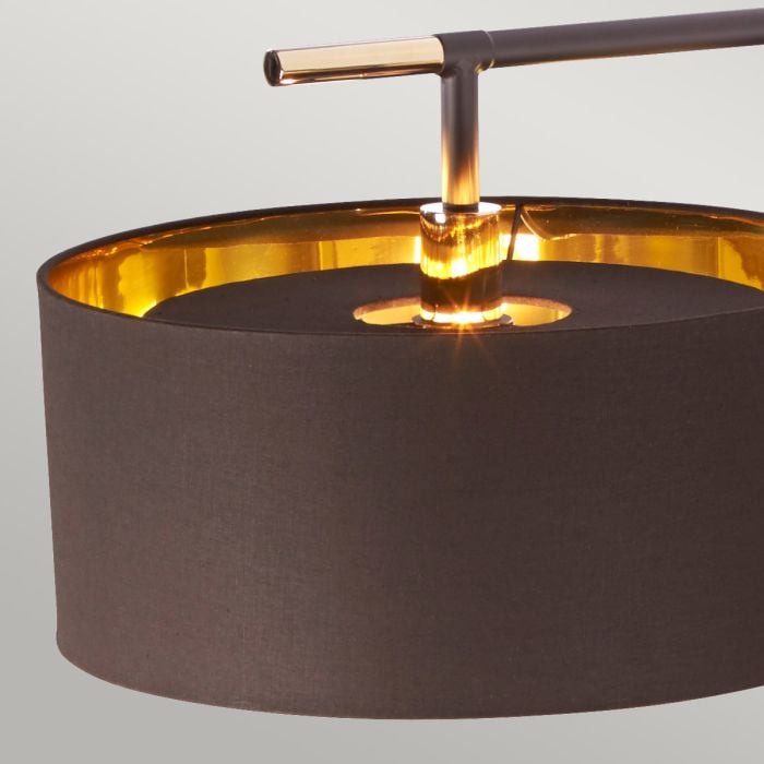 Elstead Lighting Balance 1 Light Floor Lamp - Brown/Polished Brass With Brown Shade